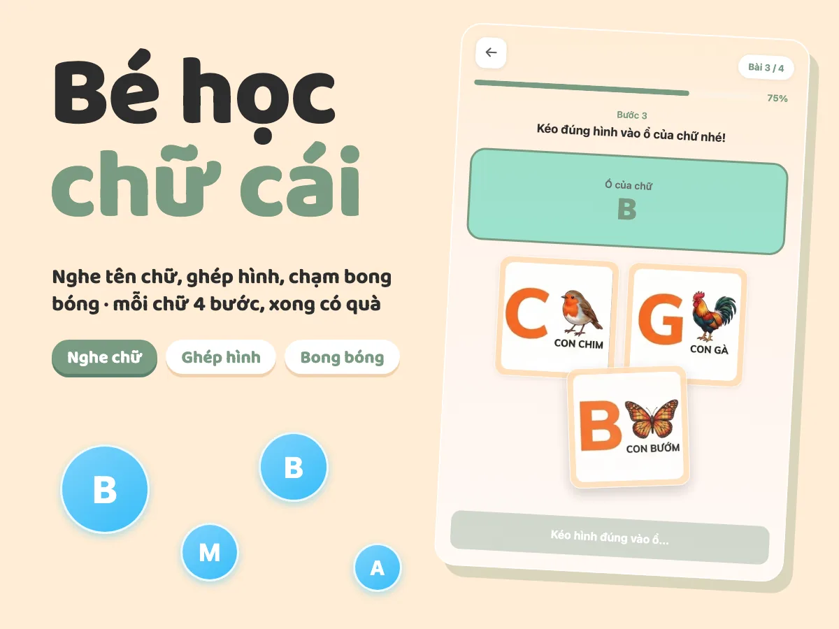 Bé học chữ cái