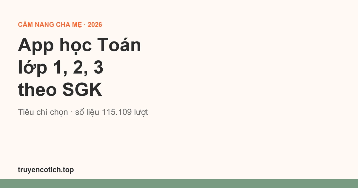 App học Toán lớp 1, 2, 3 nào bám sát SGK? Tiêu chí chọn và số liệu thật (2026)
