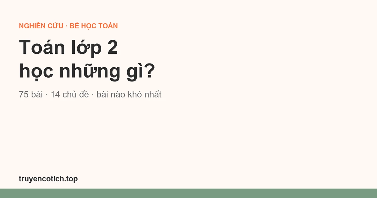 Toán lớp 2 Kết nối tri thức học những gì? Danh sách 75 bài và bài nào khó nhất (số liệu 2026)