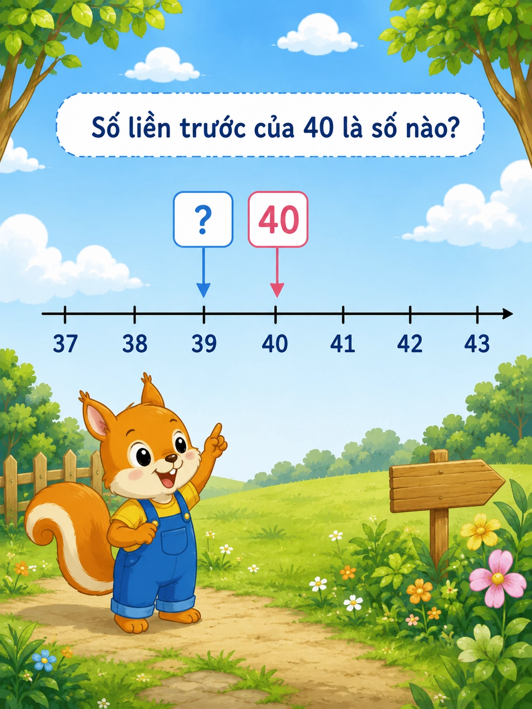 Số liền trước của 40 là?