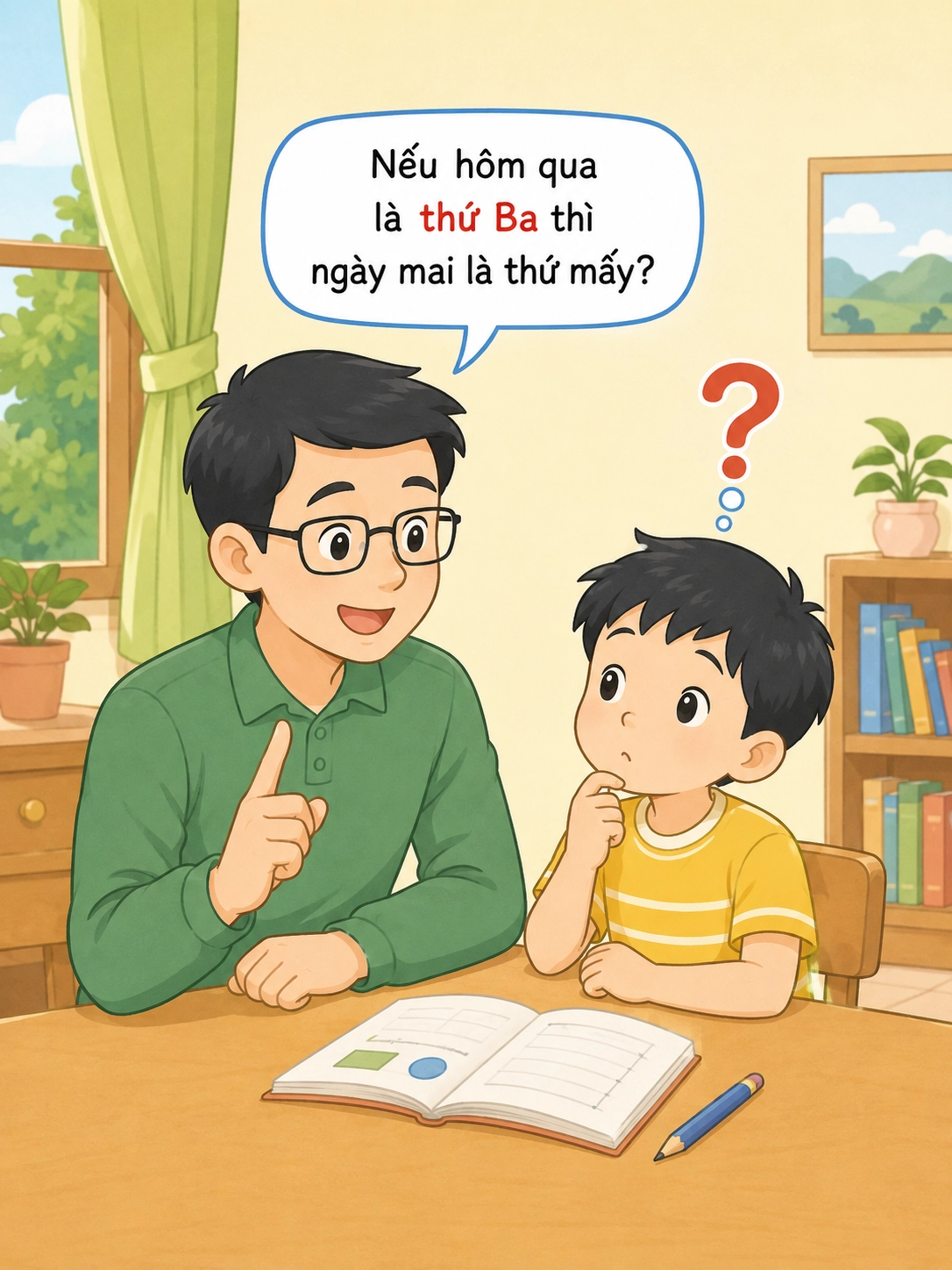 Nếu hôm qua là thứ Ba thì ngày mai là thứ mấy?