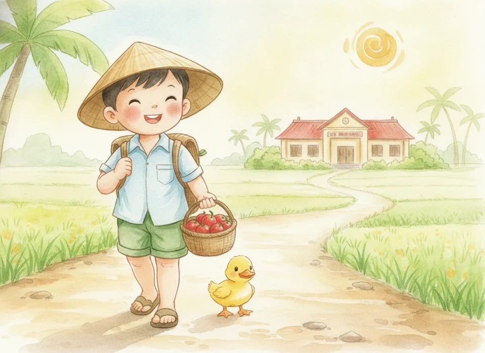 Quãng đường từ nhà đến trường có thể dài khoảng bao nhiêu?