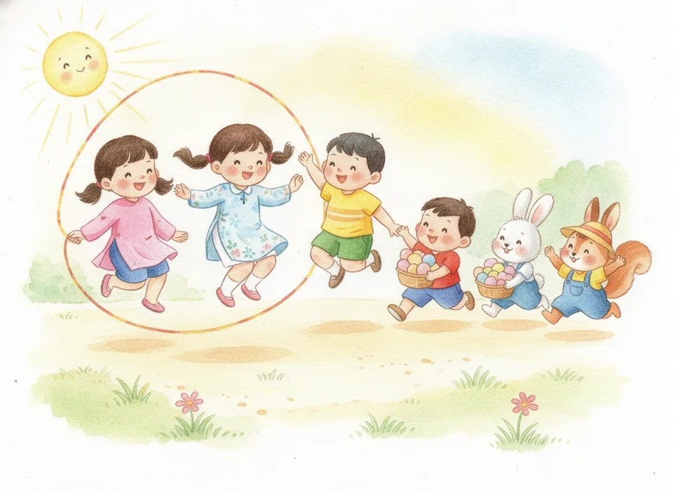 Có 7 bạn đang nhảy dây, có thêm 6 bạn chạy đến cùng chơi. Hỏi lúc đó có tất cả bao nhiêu bạn nhảy dây?