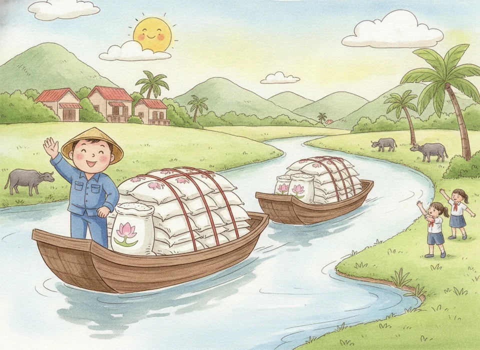 Mỗi sà lan chở 1 023 bao gạo. Ba sà lan như vậy chở tất cả bao nhiêu bao gạo? Đặt tính rồi tính 1 023 × 3.
