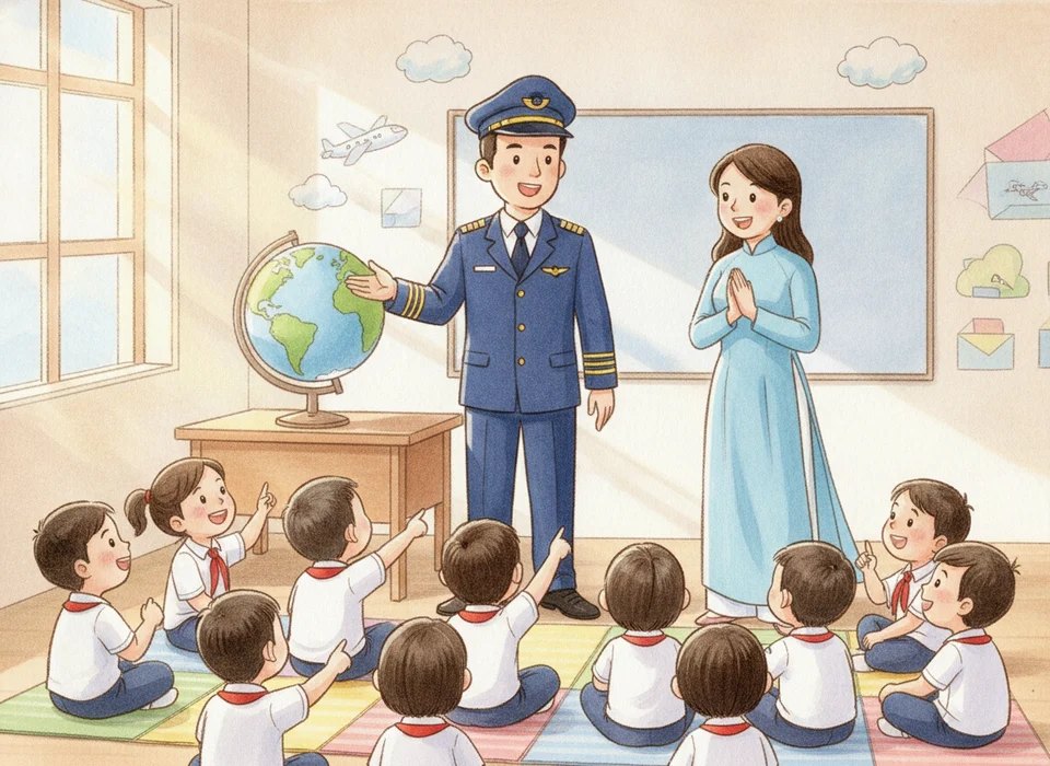 Chú phi công có 13 486 giờ bay. Làm tròn đến hàng nghìn, cô giáo nói chú có khoảng bao nhiêu giờ bay?