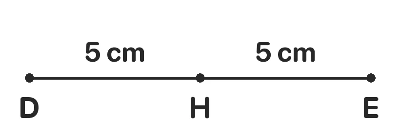H ở giữa D và E, DH = HE. H được gọi là trung điểm của đoạn thẳng DE. Số ?