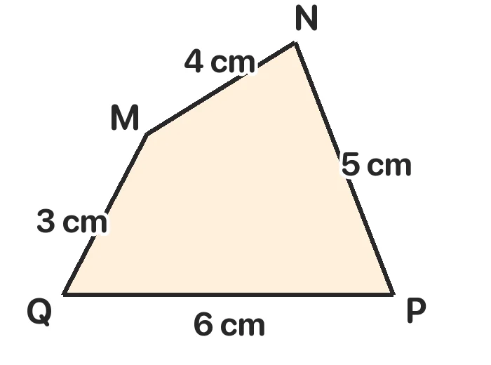 Chu vi hình tứ giác MNPQ là tổng độ dài bốn cạnh: 4 + 5 + 6 + 3.