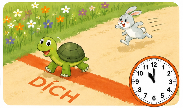Rùa về đích lúc mấy giờ?