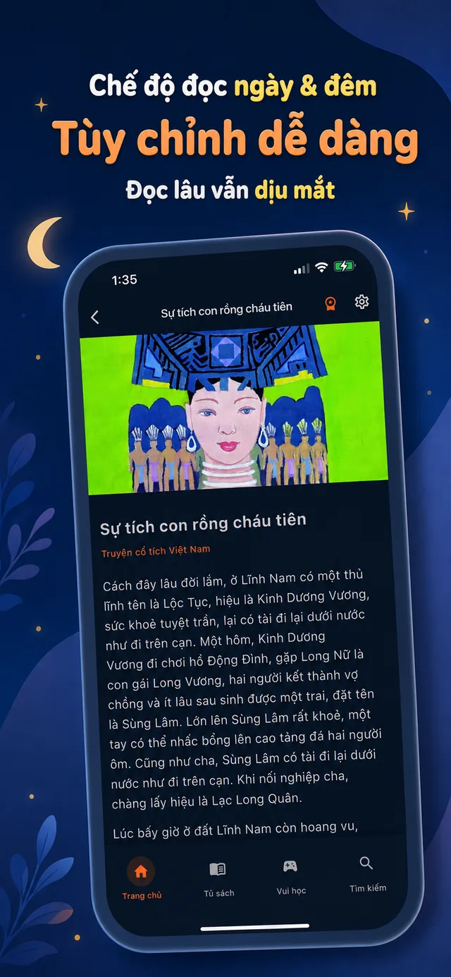 Trang đọc truyện ở chế độ ban đêm