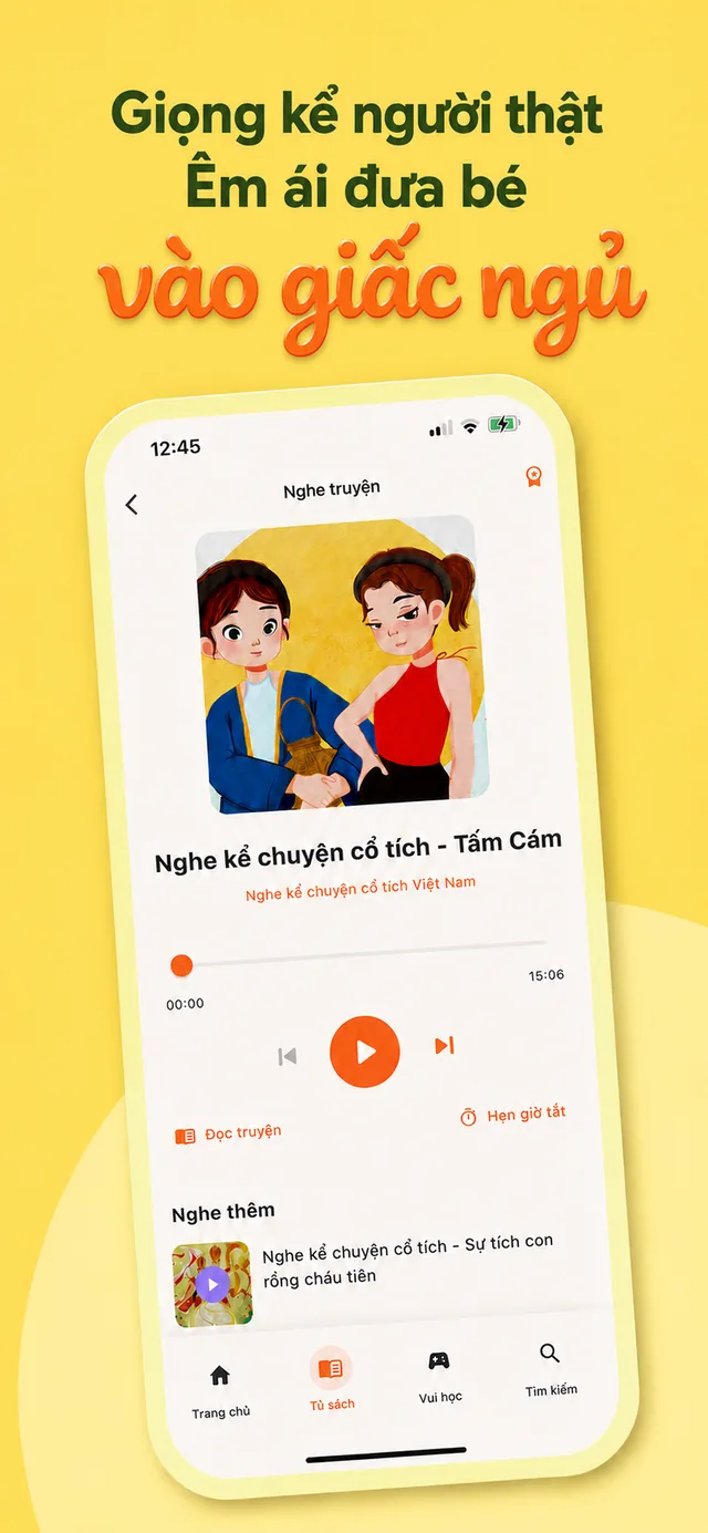 Trình phát audio kể chuyện cổ tích có hẹn giờ tắt